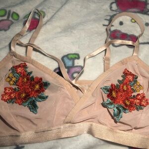 Torrid Light Pink Mesh Floral Embroidered Bralette